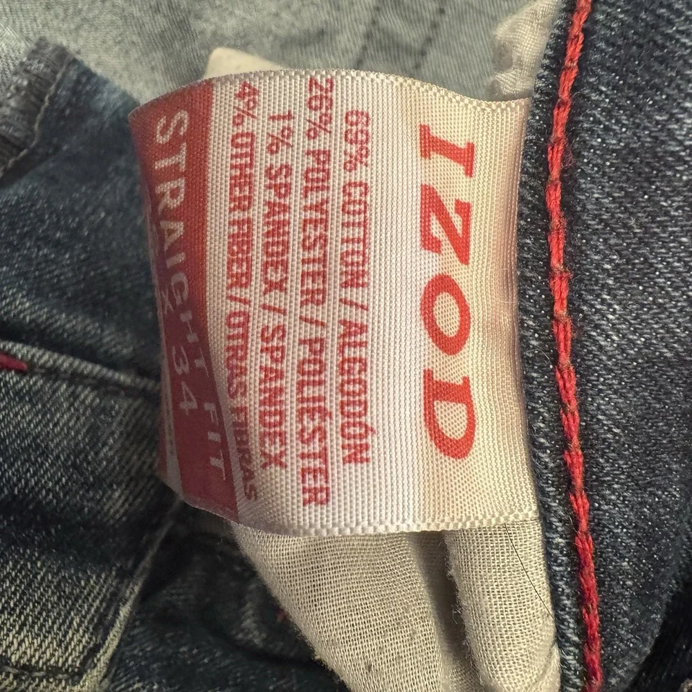 IZOD‎ Men's Comfort Stretch Straight Fit Jean 36x32 ( 38x31.5) Blue Denim Jeans